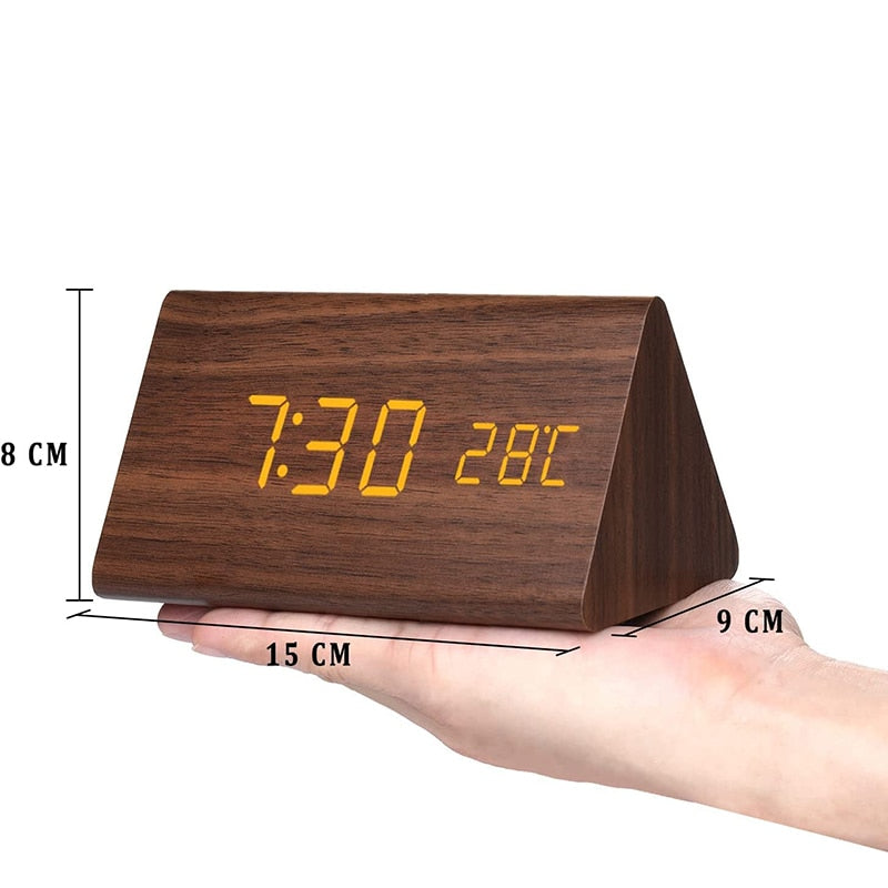 Modern Wooden Led Smart Alarm Clocks For Bedrooms Bedside Table Square Voice Control Desktop Digital Clock For Room